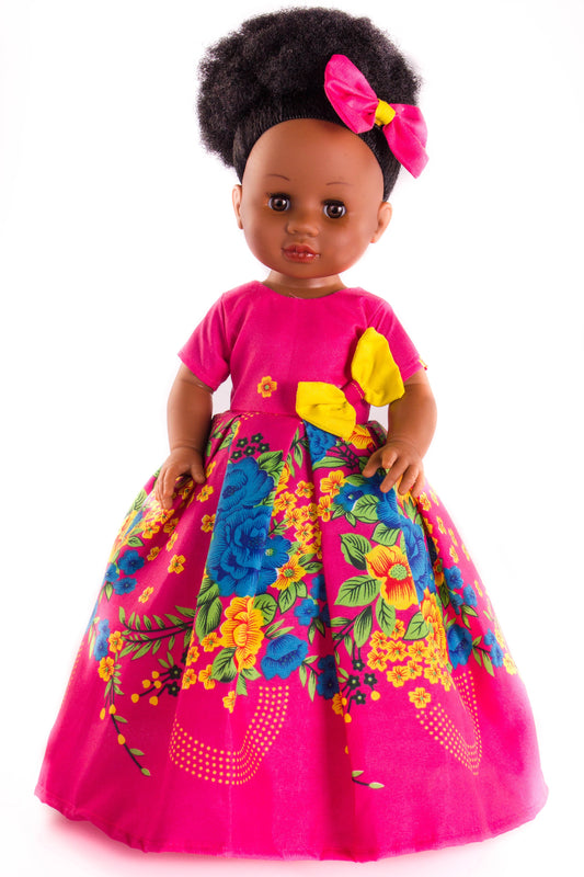 Nobuhle Vanilla Scented Afro Hair Black Doll - Pink - Sibahle Collection