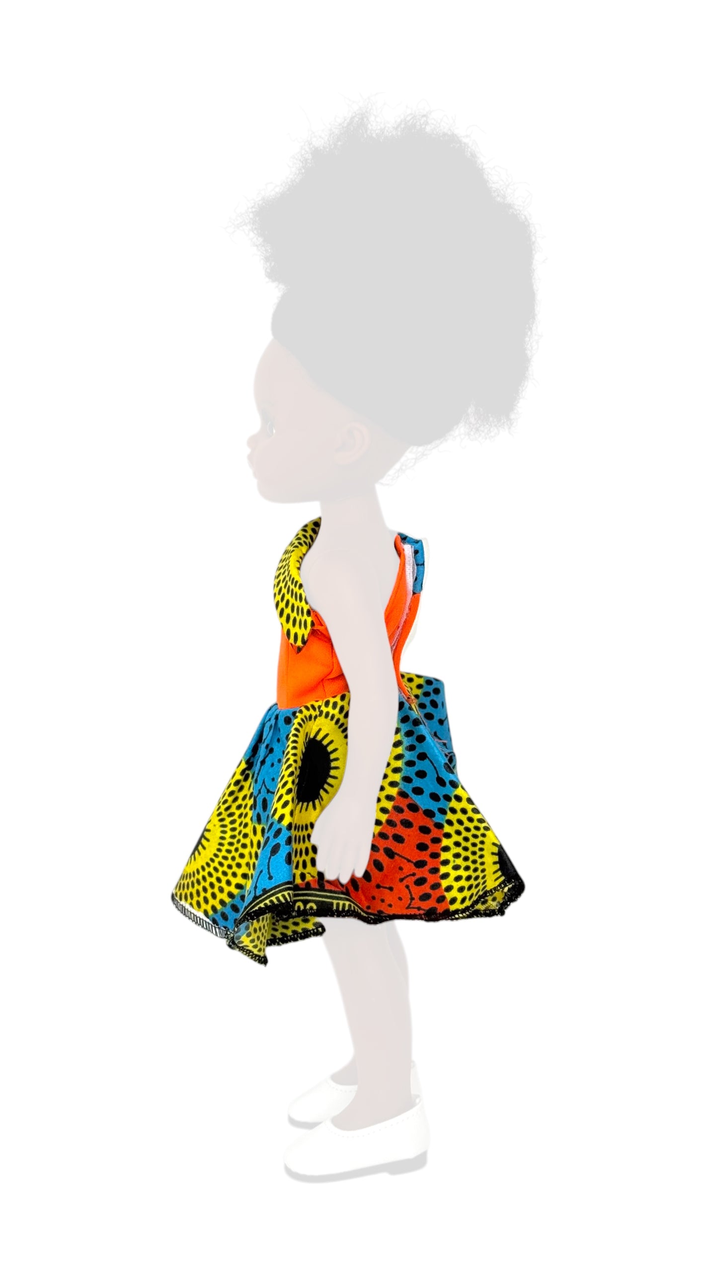 Vibrant Orange Afro Print One-Shoulder Outfit