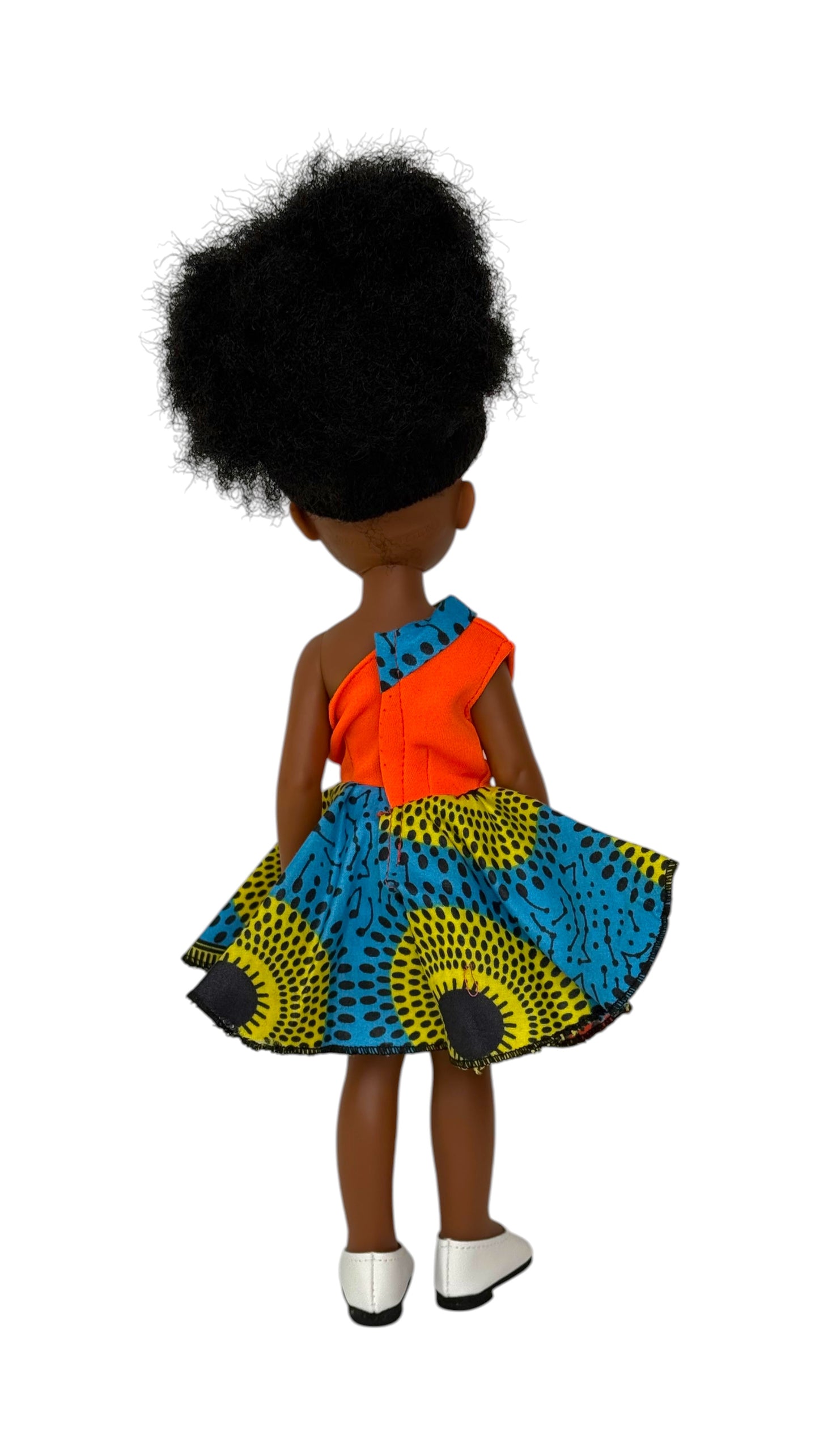 Vibrant Orange Afro Print One-Shoulder Outfit